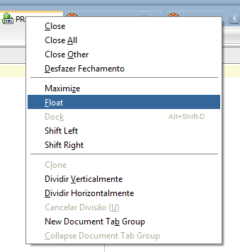Tab Groups (FLOAT) no SQL Developer